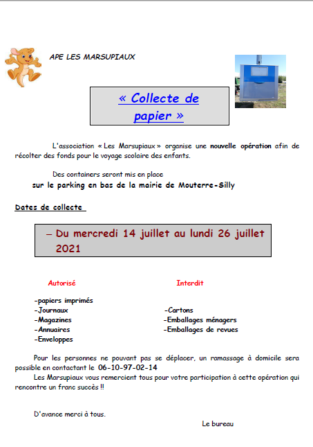 Lire la suite à propos de l’article COLLECTE DE PAPIERS